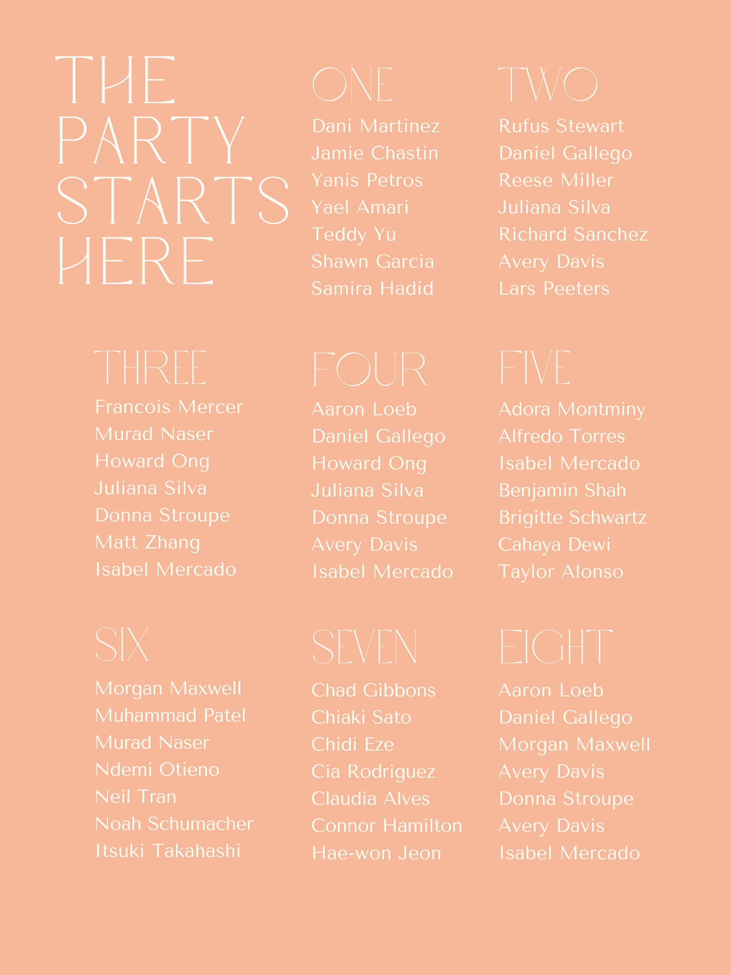 The Party Starts Here Seating Chart