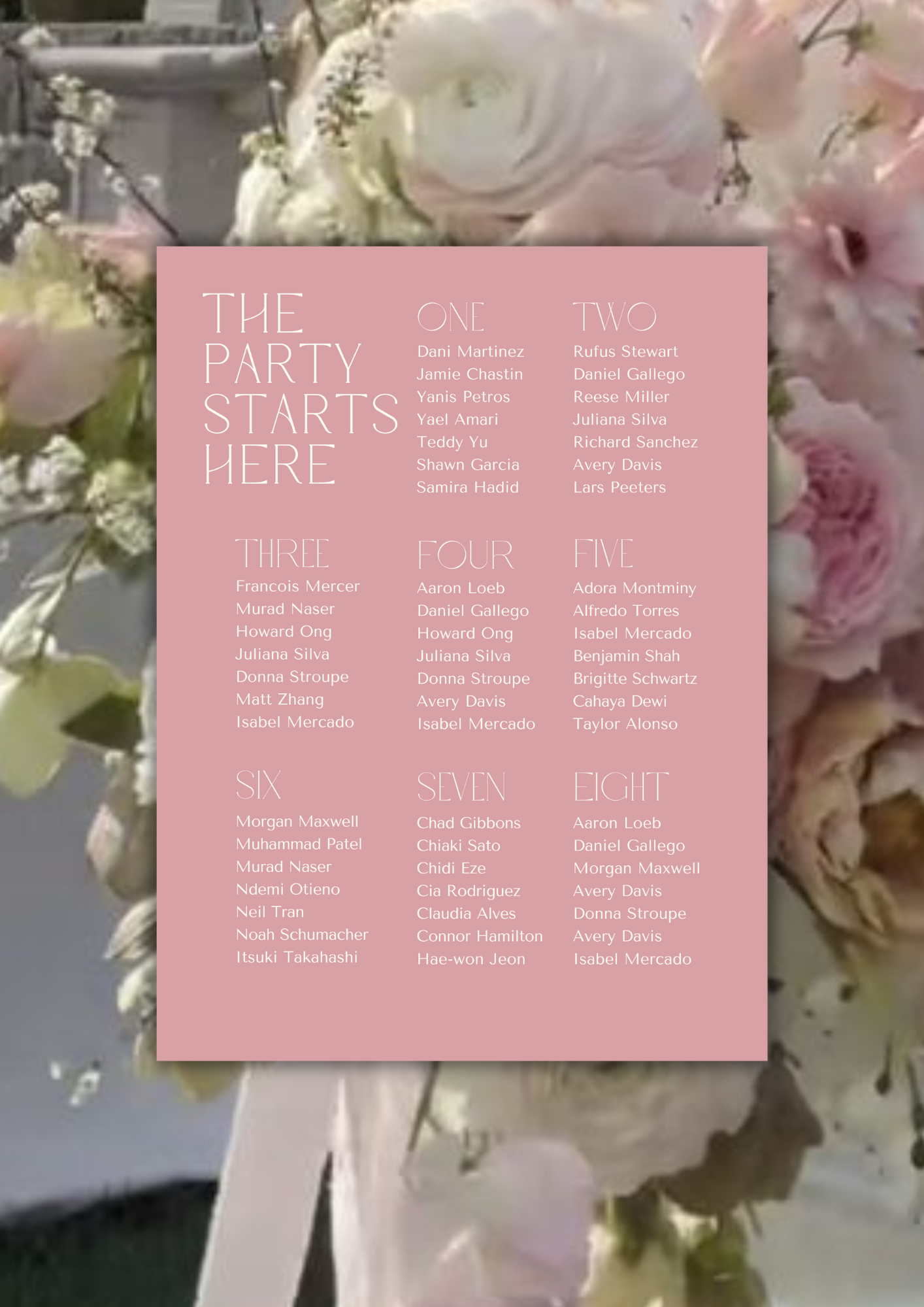 The Party Starts Here Seating Chart