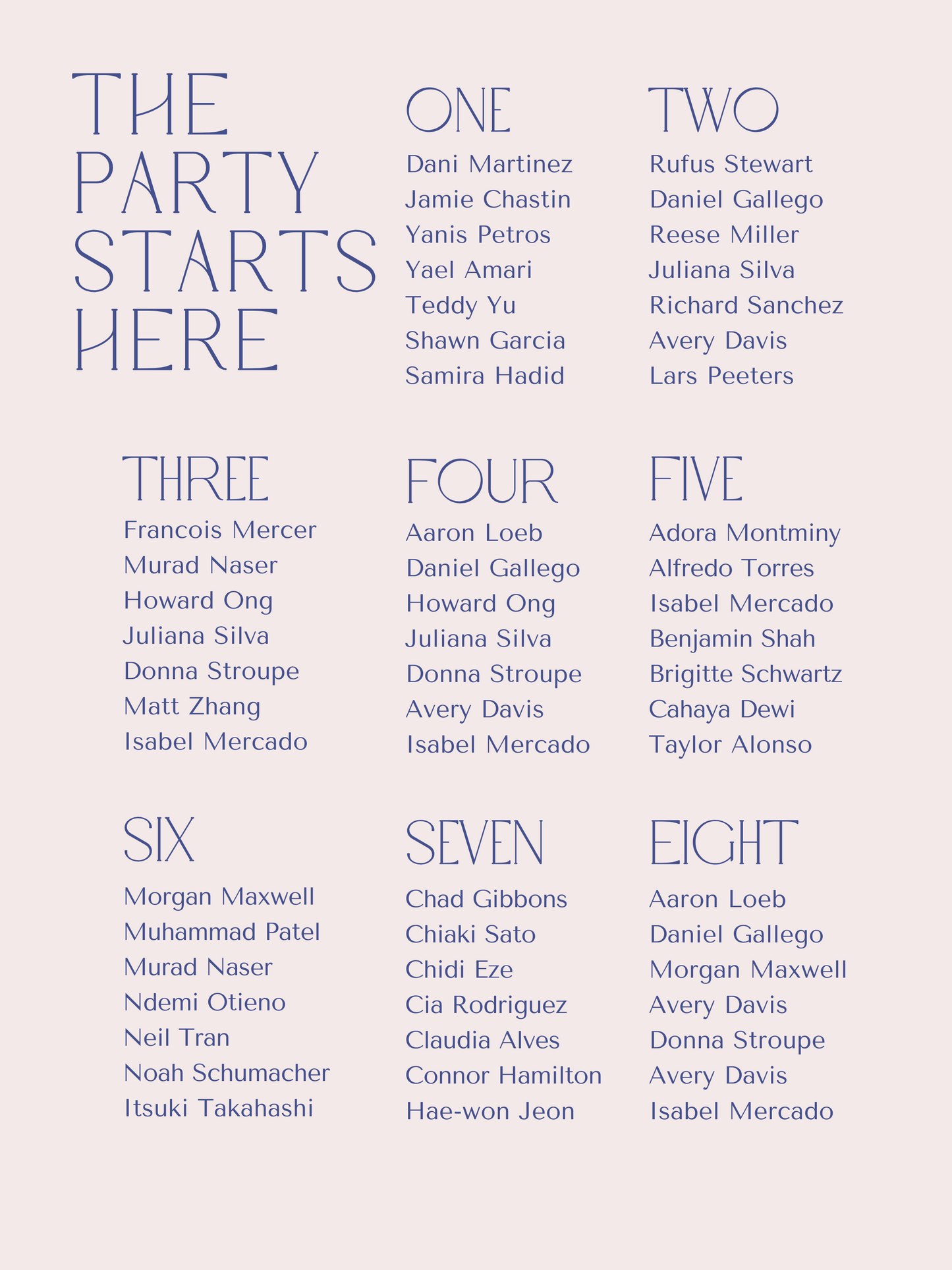 The Party Starts Here Seating Chart
