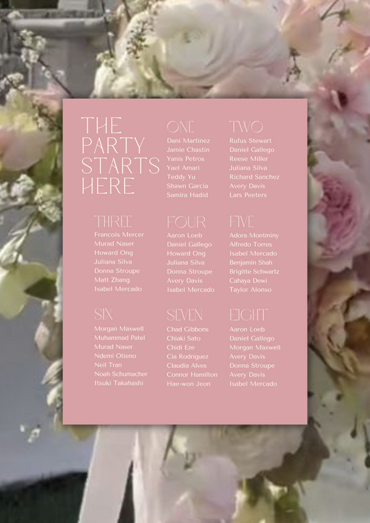 The Party Starts Here Seating Chart