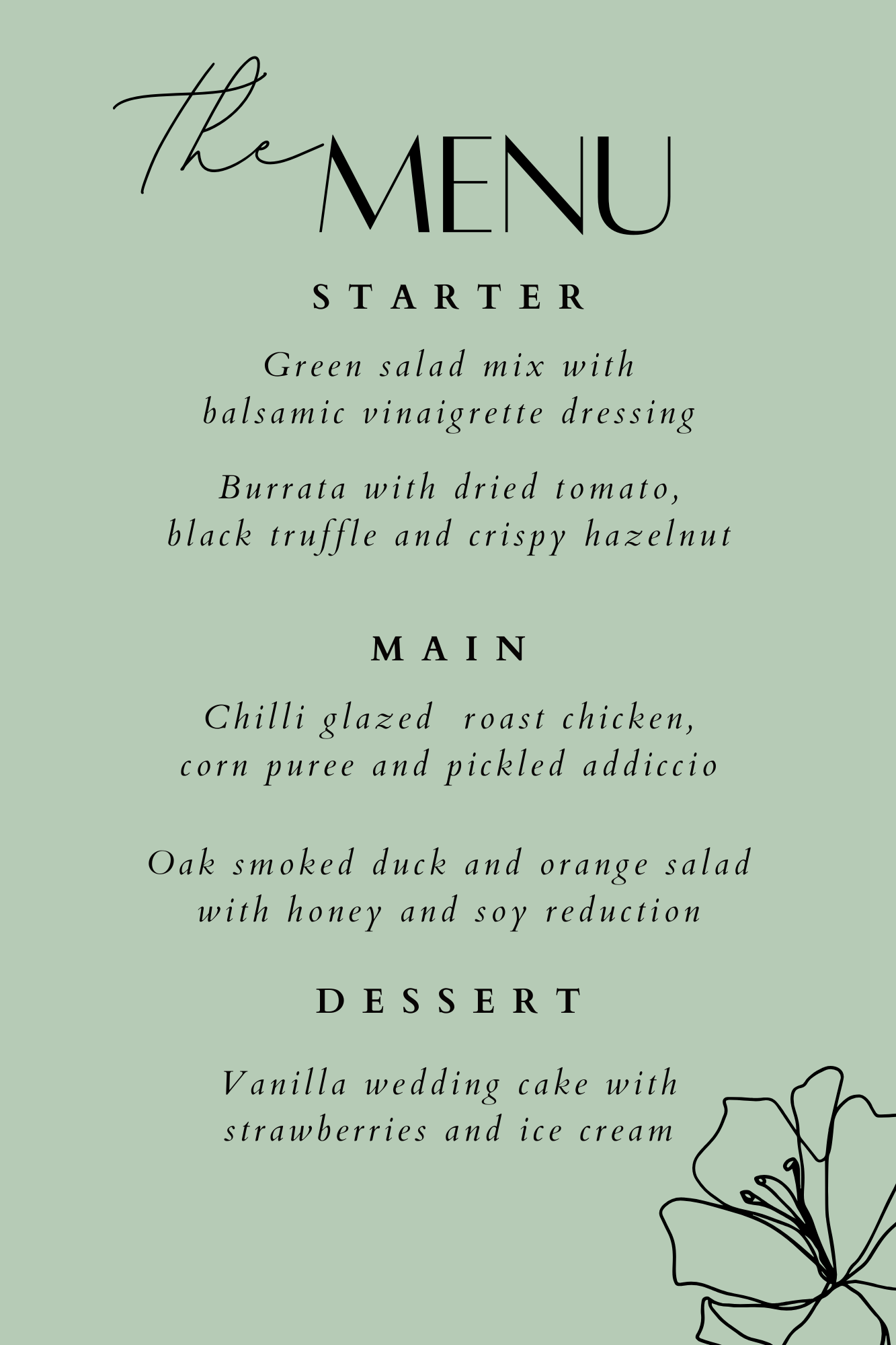Menu of the Night