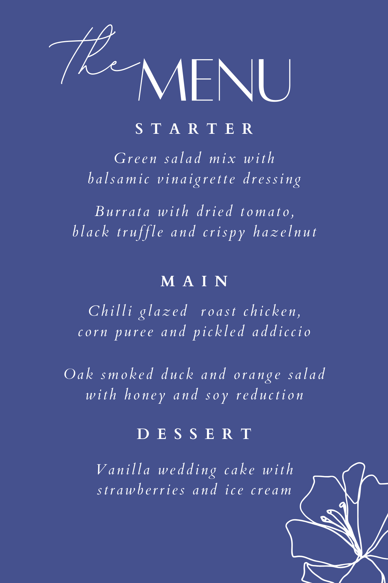 Menu of the Night