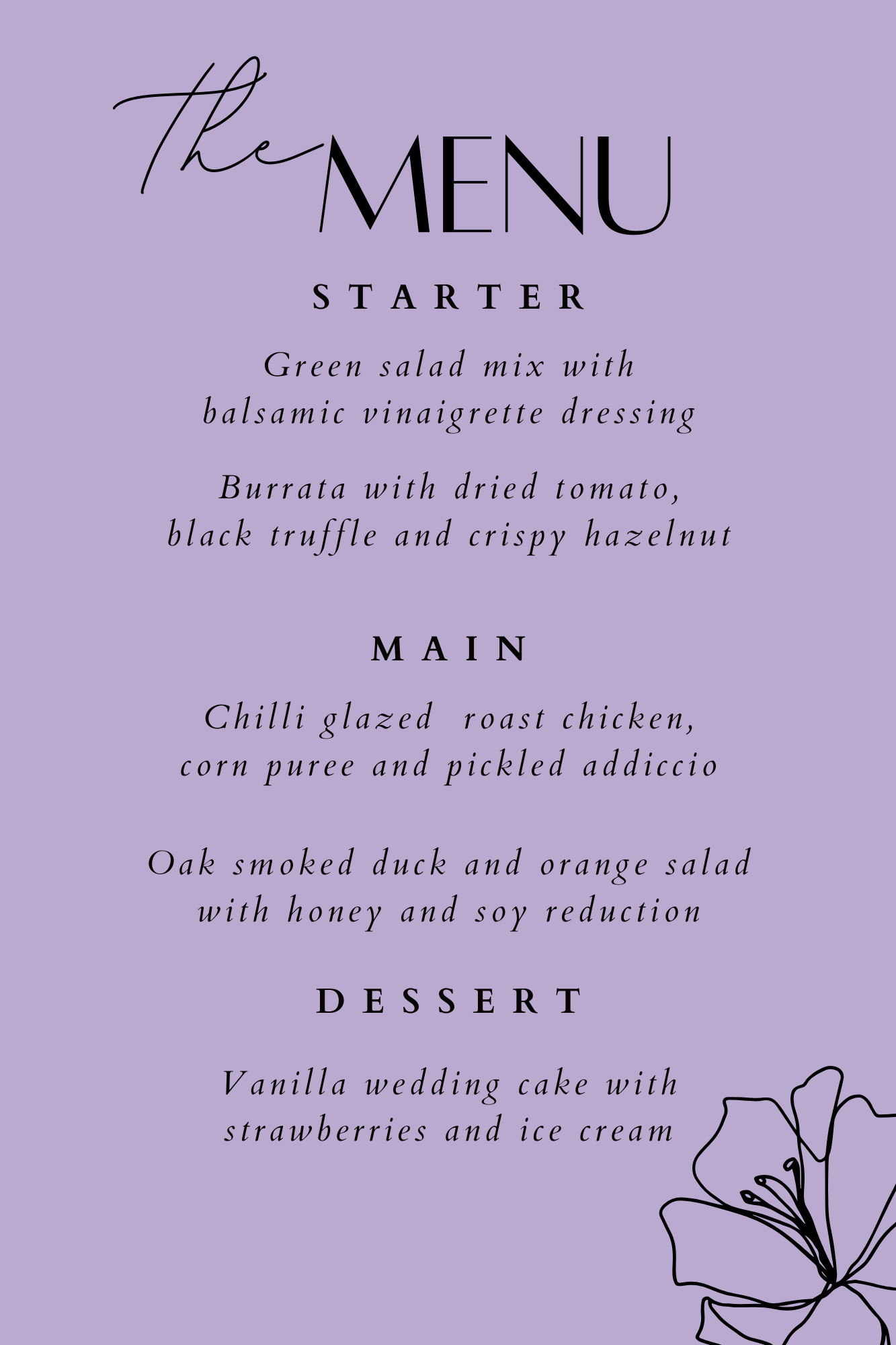 Menu of the Night