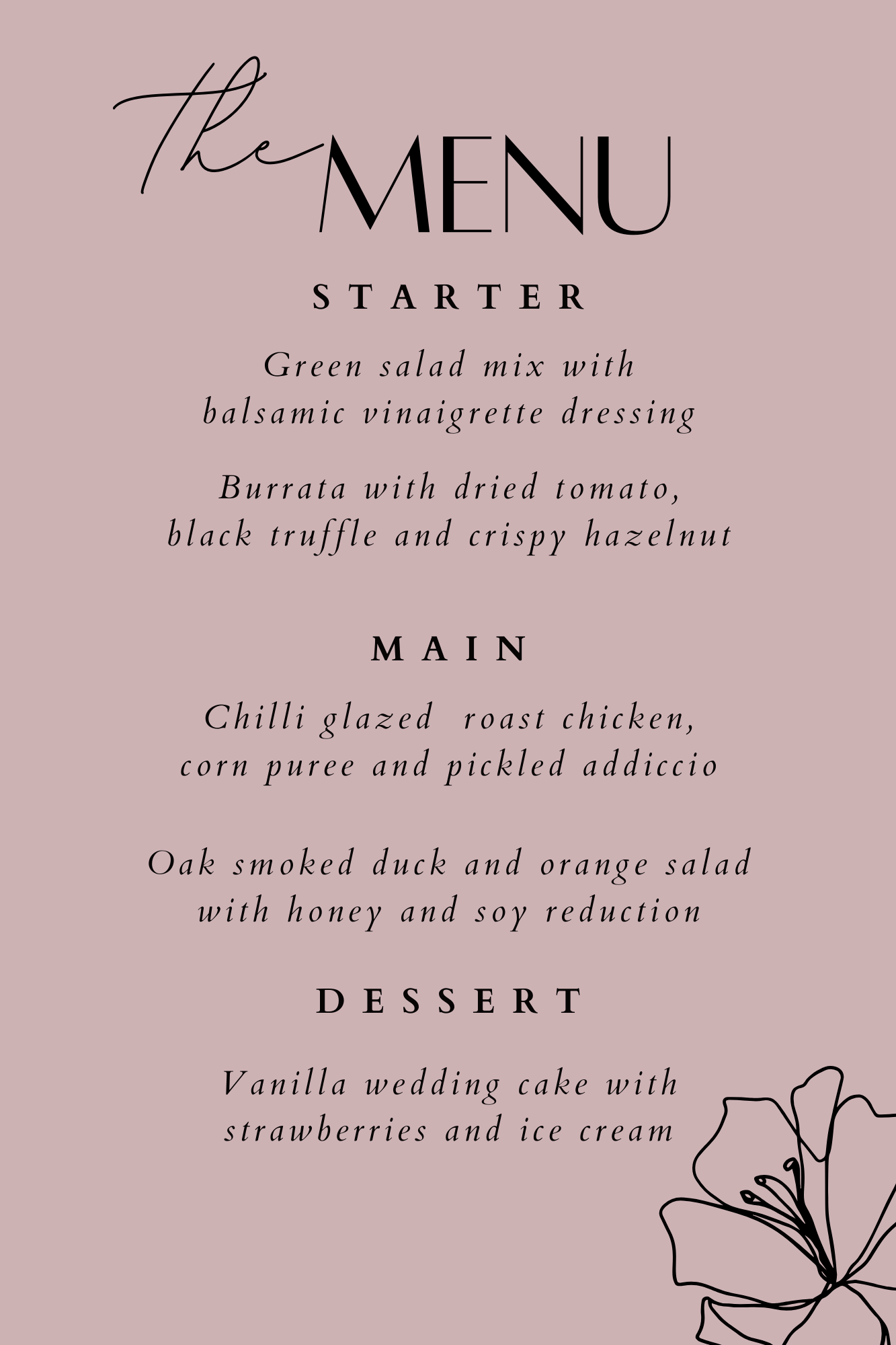 Menu of the Night