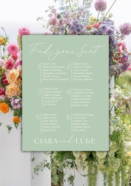 Seated in Love Seating Chart